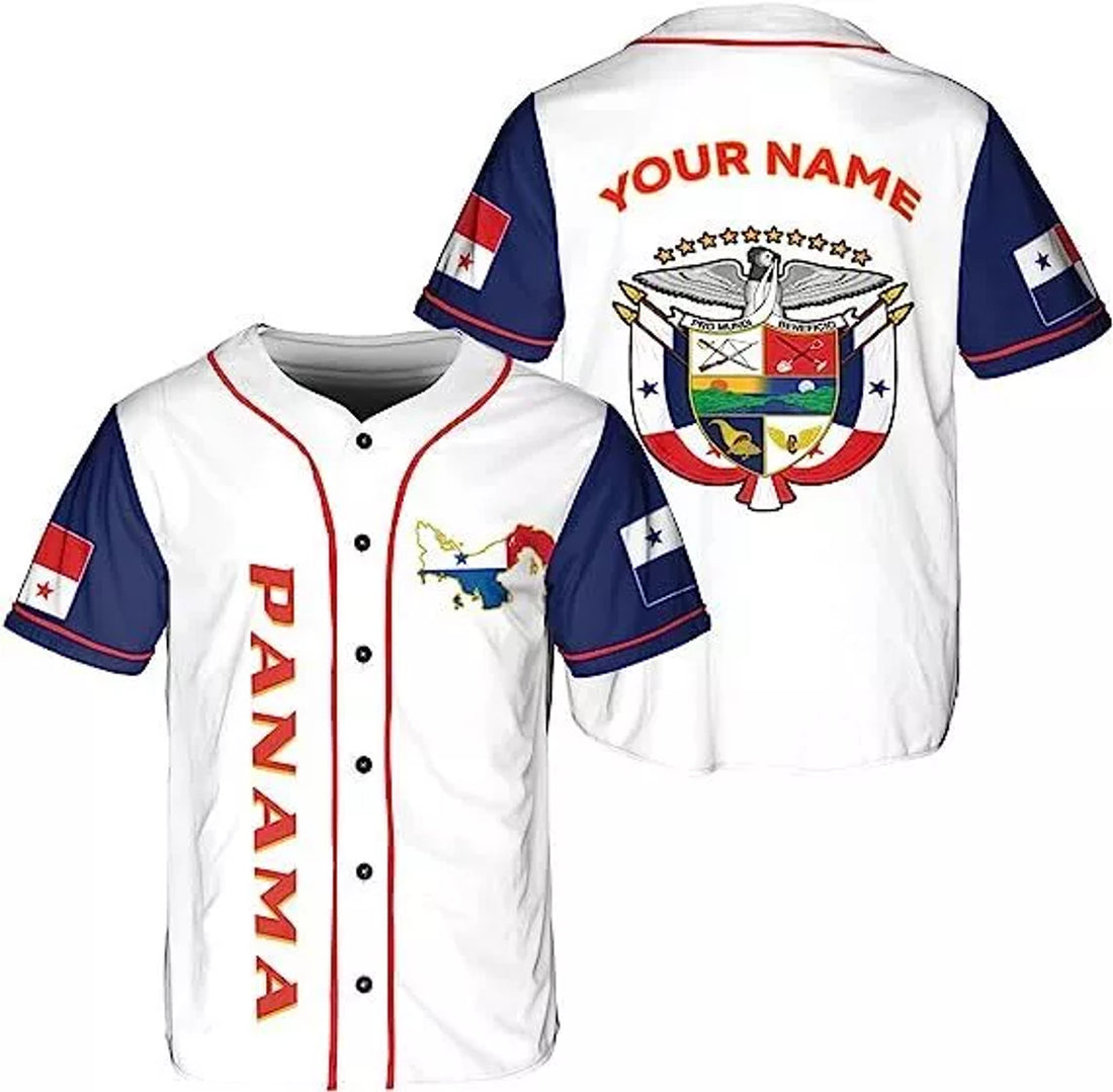 Custom Personalized Panama Baseball Jersey Camisa Shirt Panamanian Flag Jersey