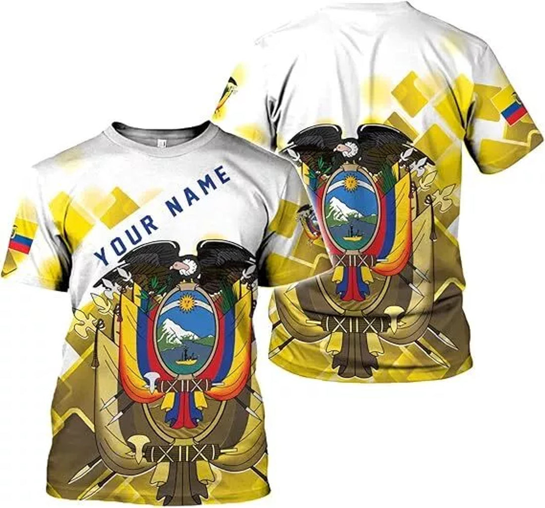 Custom Ecuador Ecuadorian Flag Pride Gift T-Shirt, Ecuador Shirts