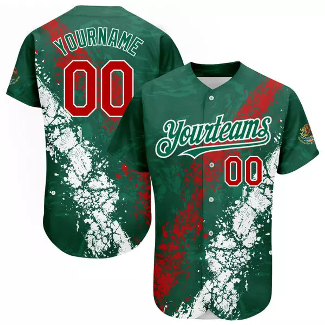 Custom Mexican Sport Team Kelly Green Red-White 3D Mexico Baseball Jersey - Unique Look