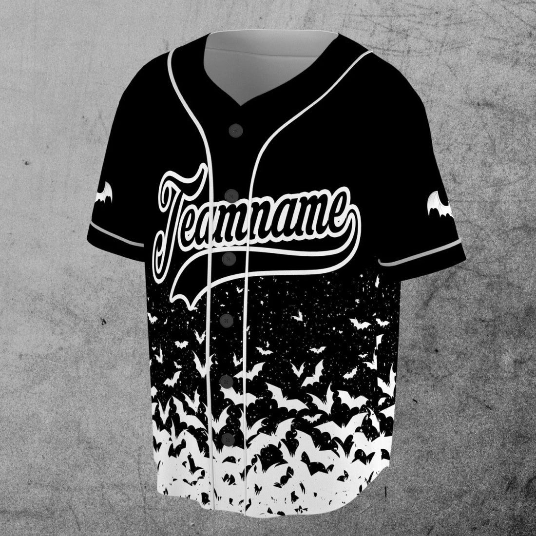 Custom Number Halloween Bat Pattern Gift 3D Baseball Jersey Size S-5XL