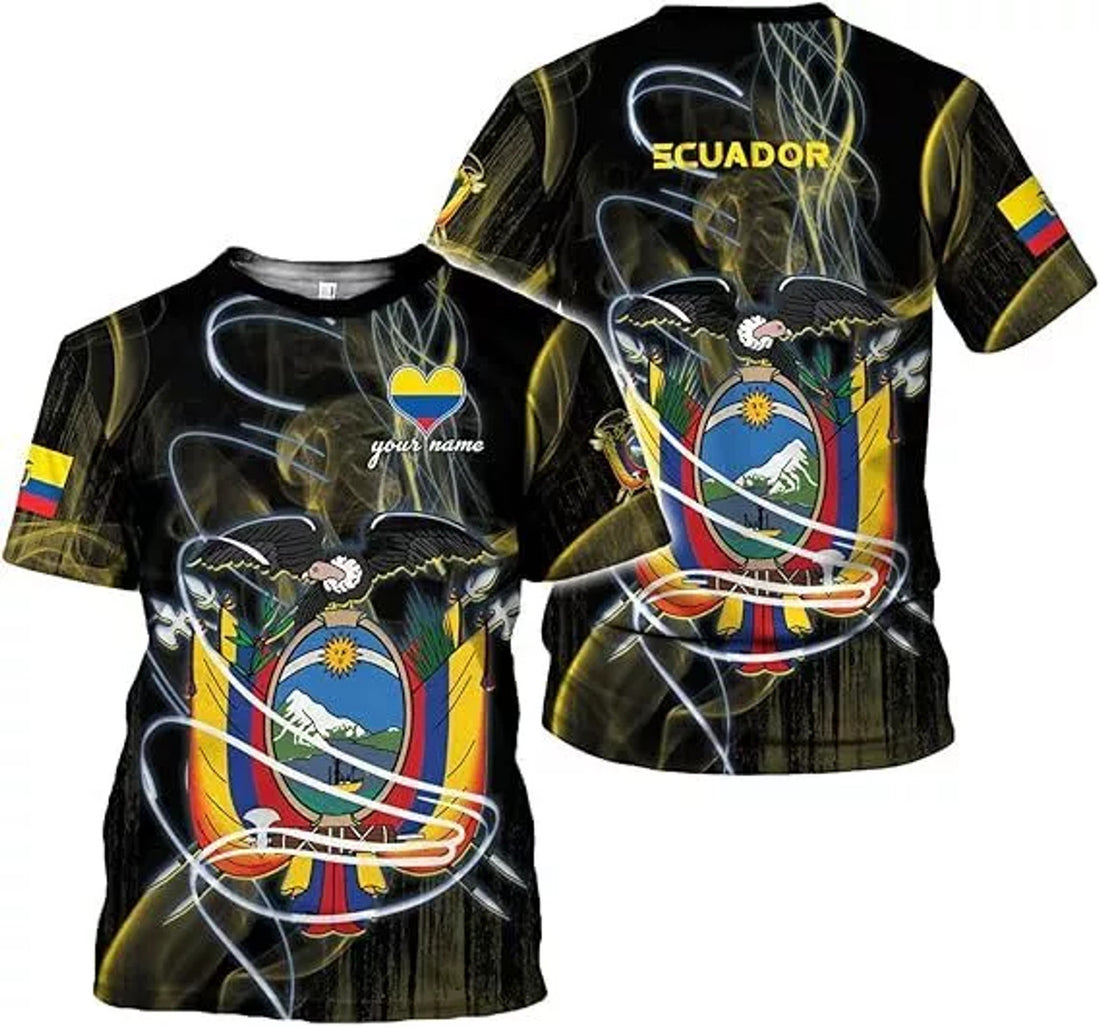 Custom Ecuador Ecuadorian Flag Pride Gift T-Shirt, Ecuador Shirts for