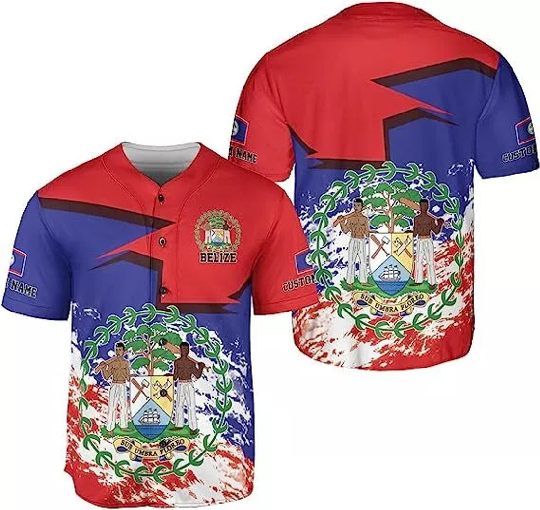 Custom Belize Baseball Jersey Shirt, Belizean Flag Jersey Belizean Pride