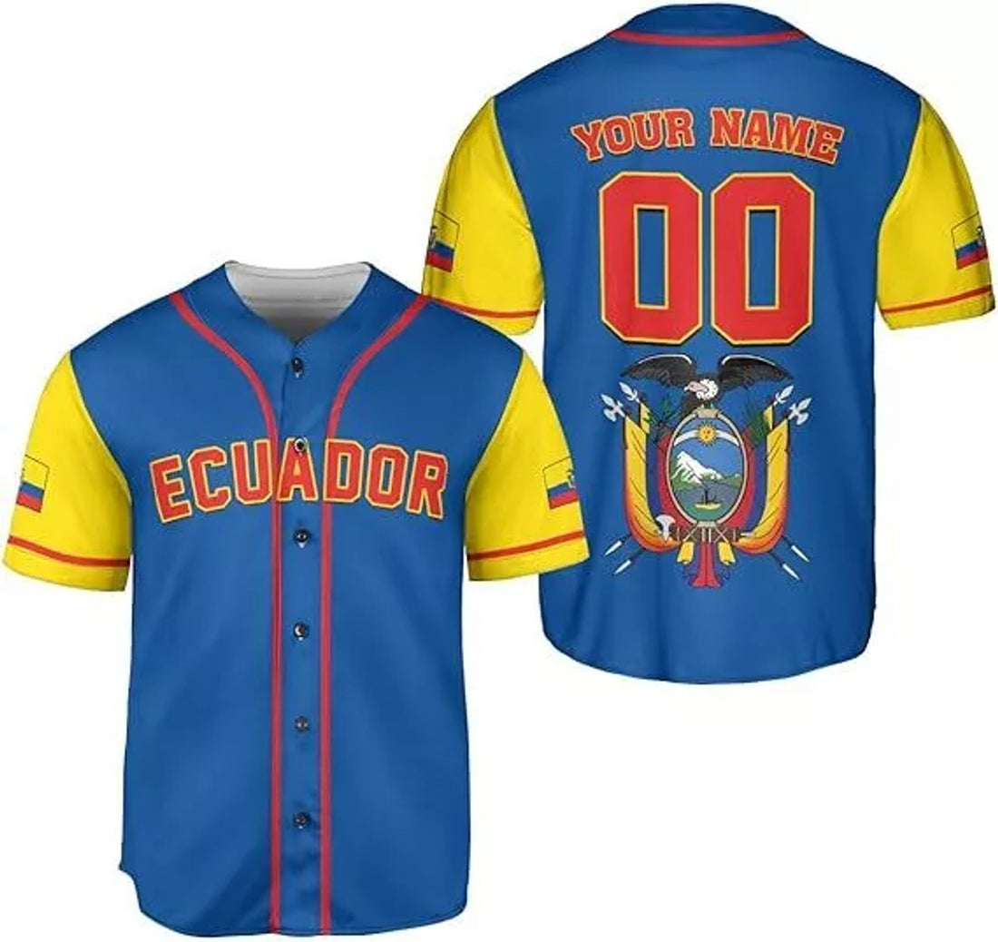 Ecuador Baseball Jersey Ecuador Pride Flag Jerseys Ecuador Flag Jersey Gift