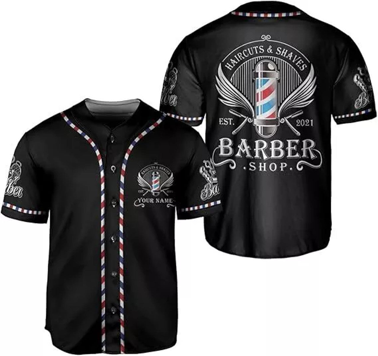 Custom Personalized Barber Shop Baseball Jersey Custom Name Shirt 3D for Men Women