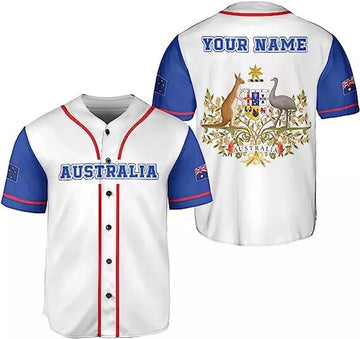 Custom Australia Baseball Jersey Shirt Australia Flag Australian Kangaroo