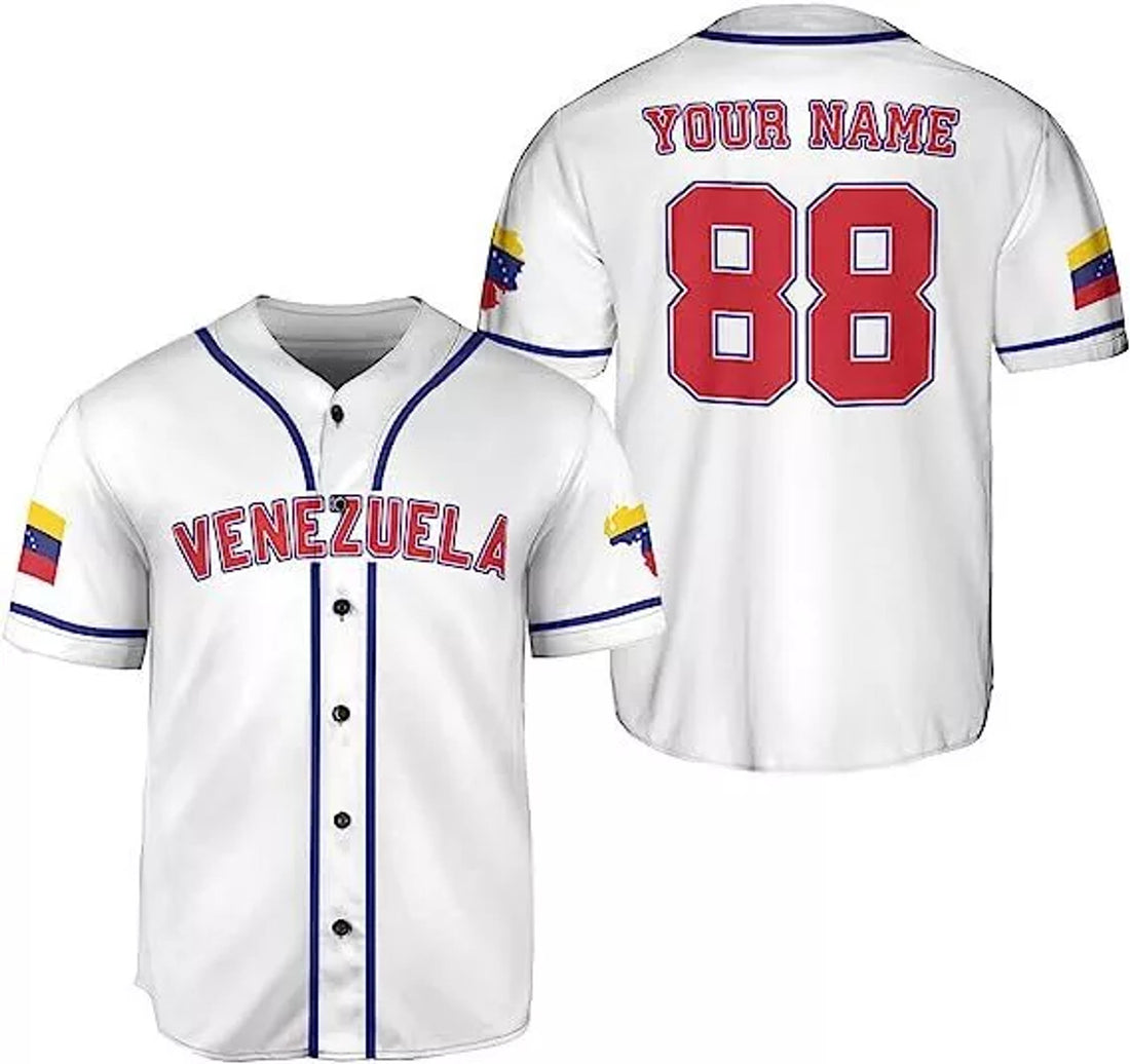 Custom Name Venezuela Baseball Jersey Proud Venezuelan Flag Jersey for Men Women