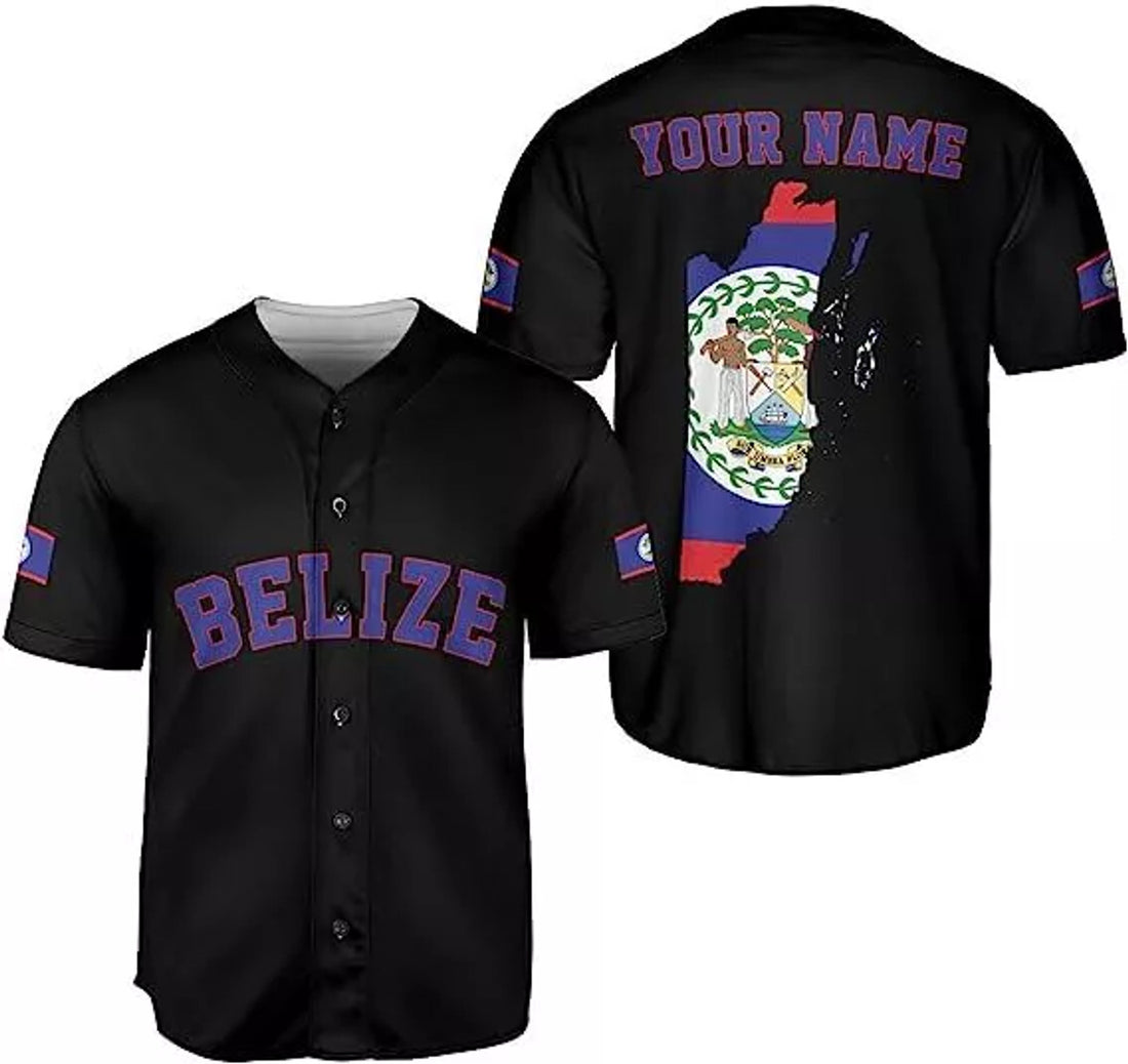Custom Personalized Belize Baseball Jersey Shirt Belizean Flag Jersey Belizean Pride