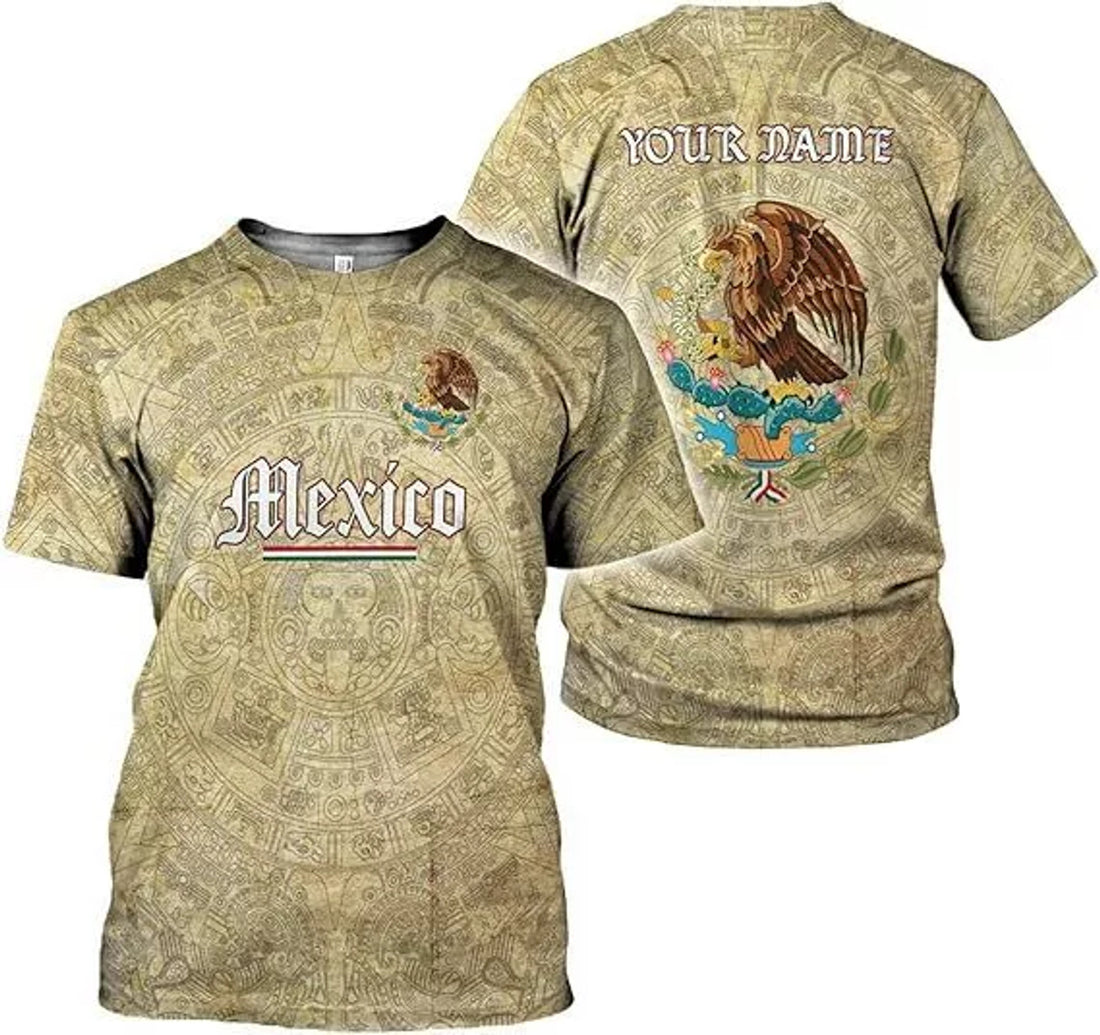Custom Mexico Shirts for Men Mexican Shirts Mexican Flag 3D T-Shirt Mexico Flag