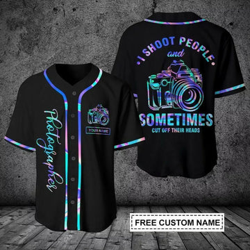 Custom Photographer i Shoot People Custom Name Baseball Jersey Shirt 3d s 5xl Men Dad F