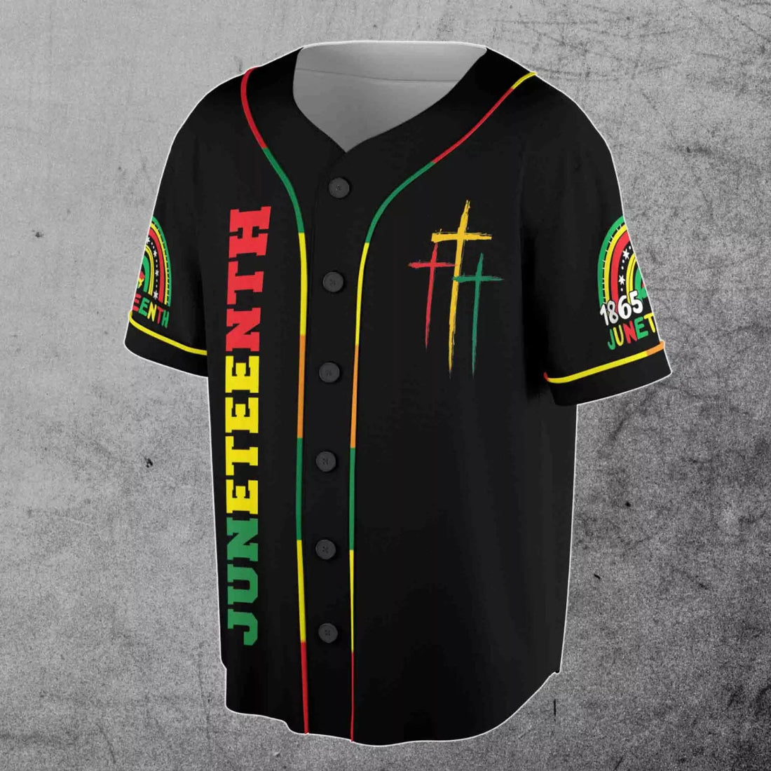 Black History 1865 Juneteenth Flag Independence Day Cross 3D Baseball Jersey
