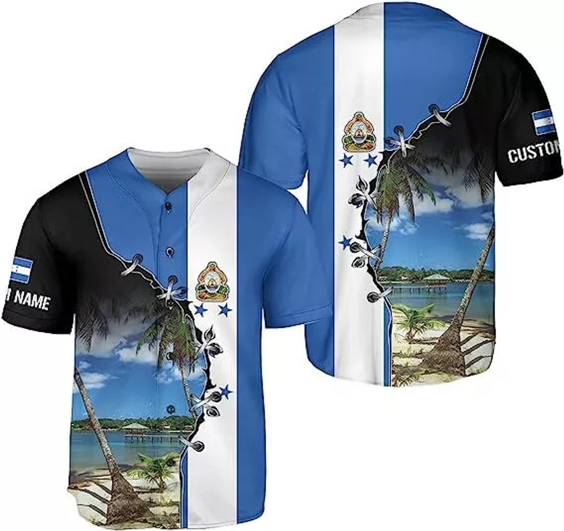 Custom Personalized Honduras Flag Baseball Jersey Shirt Honduras Jersey, Camisa Hondur