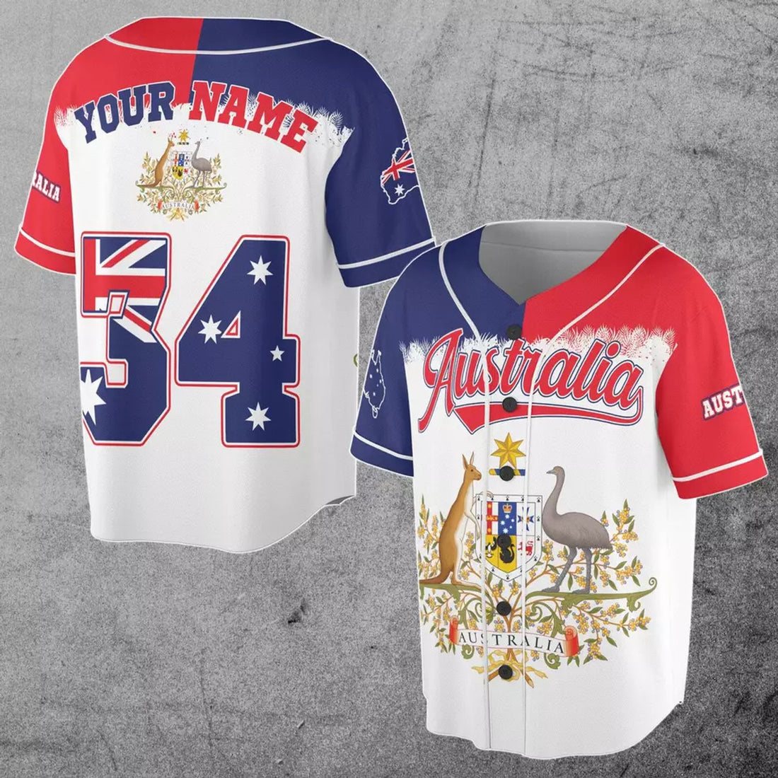 Customized Name Australia Flag Coat of Arms 3D Jersey Shirt