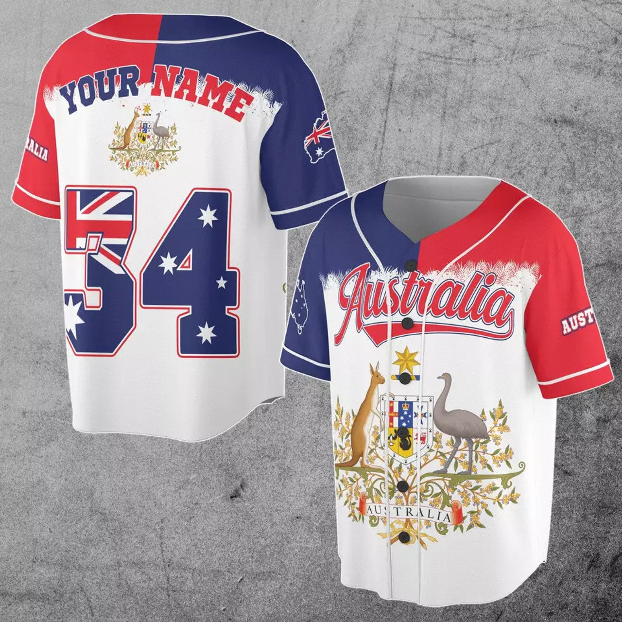 Customized Name Australia Flag Coat of Arms 3D Jersey Shirt