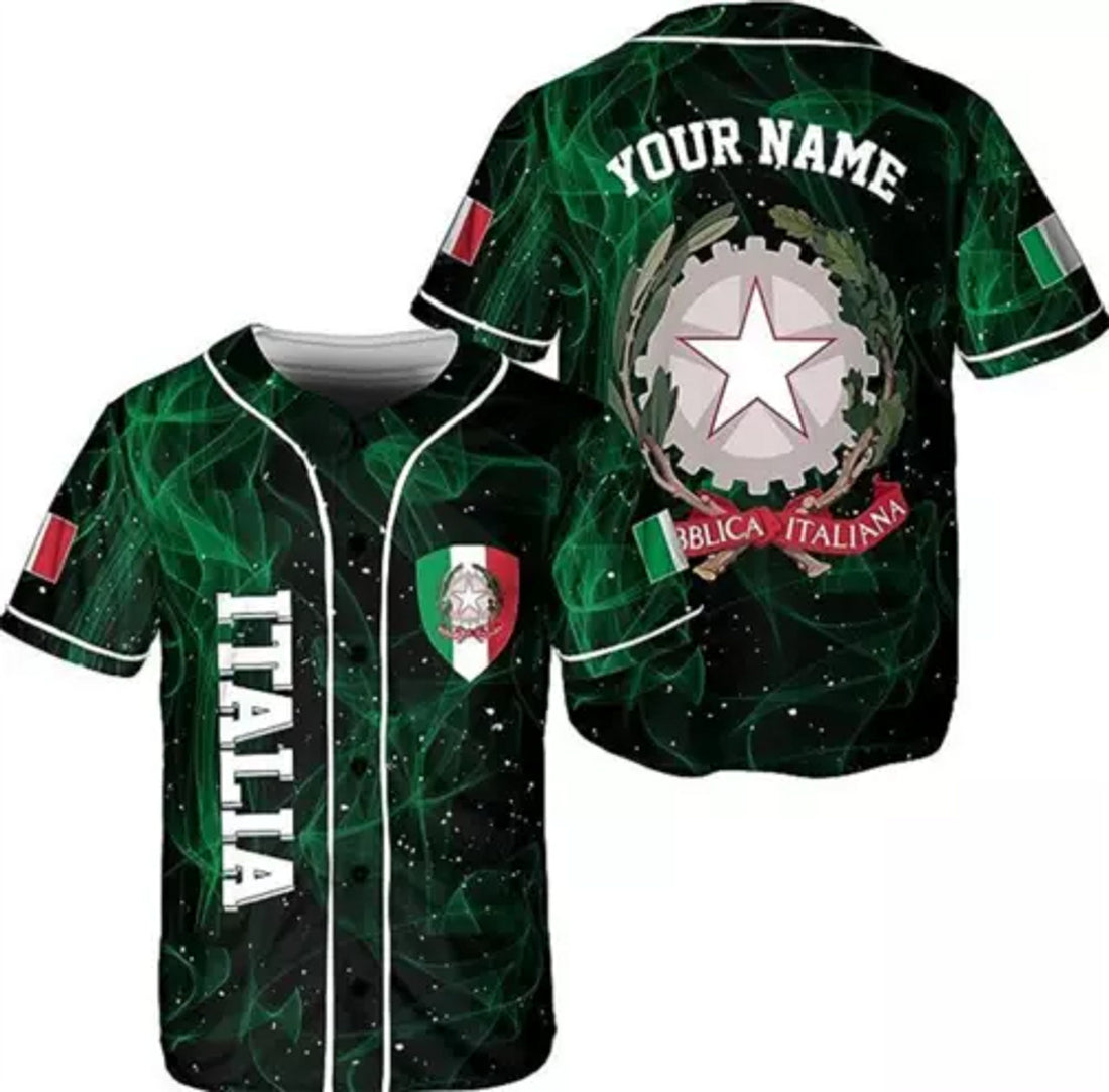 Custom Personalized Name Italia 3D Baseball Jersey Shirt Size S-5XL