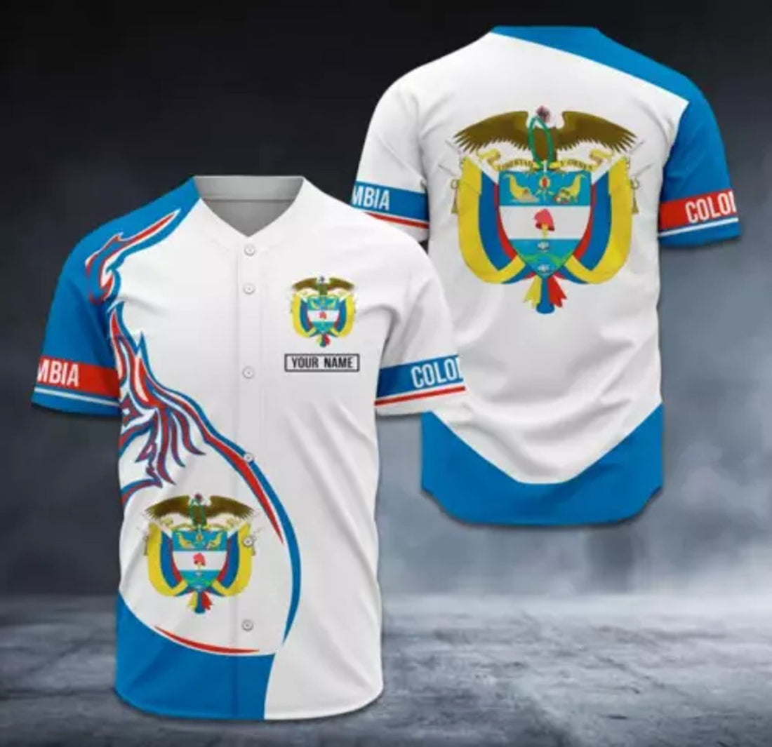 Customize Colombia Coat Of Arms Style Unisex 3D Baseball Jersey Shirt Size