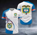 Customize Colombia Coat Of Arms Style Unisex 3D Baseball Jersey Shirt Size