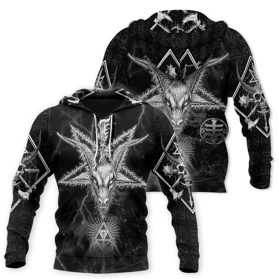 FUNSTUFFPRINT Satanic Tribal 3D Hoodie and Zip Hoodie
