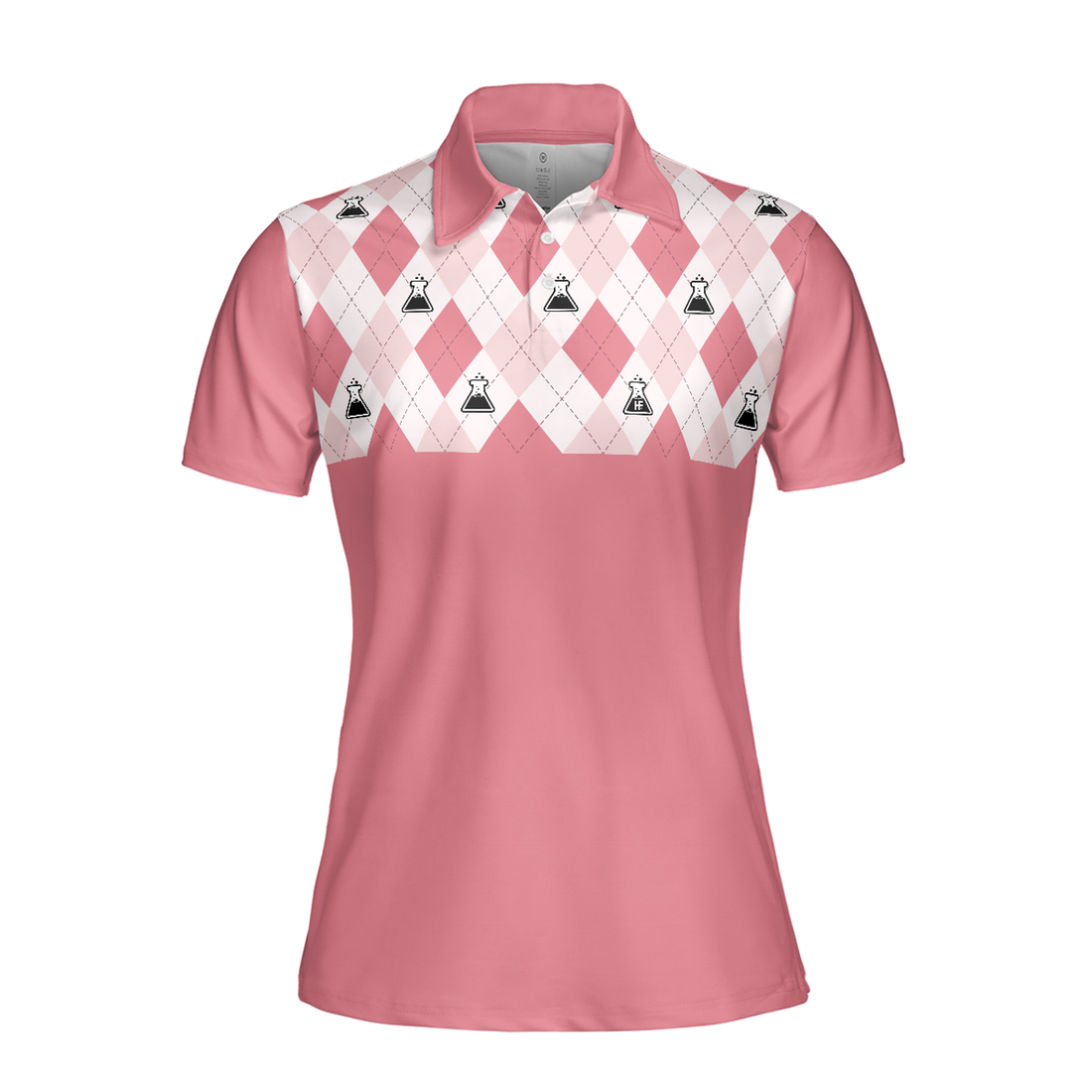 Science Pink Argyle Pattern Short Sleeve Women Polo Shirt