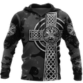 FUNSTUFFPRINT Scottish Lion Celtic Cross Grey Version 3D Hoodie and Zip Hoodie