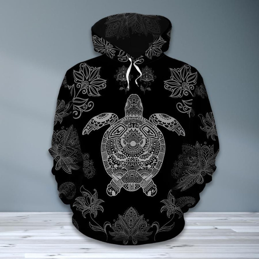 FUNSTUFFPRINT Sea Turtle Black & White 3D Hoodie and Zip Hoodie