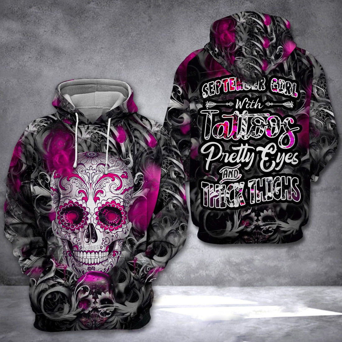 FUNSTUFFPRINT September Girl Skul 3D Hoodie and Zip Hoodie