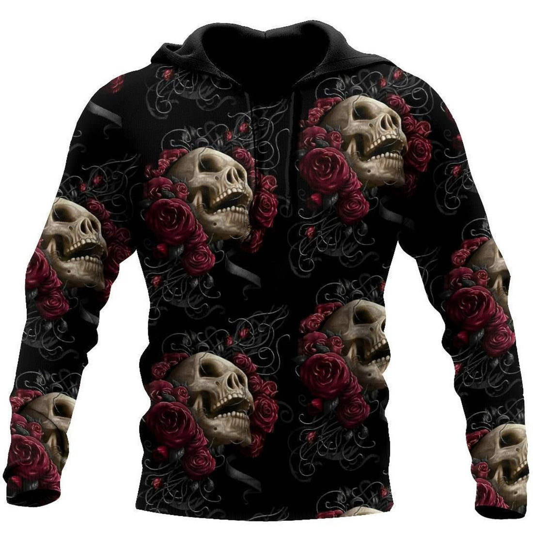 FUNSTUFFPRINT Skulls And Roses Art 3D Hoodie and Zip Hoodie