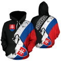 FUNSTUFFPRINT Slovakia Special Grunge Flag 3D Hoodie and Zip Hoodie