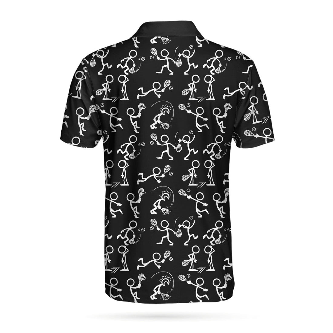 Stickfigures Playing Tennis Short Sleeve Polo Shirt, Doodling Tennis Polo Shirt, Best Tennis Shirt For Men