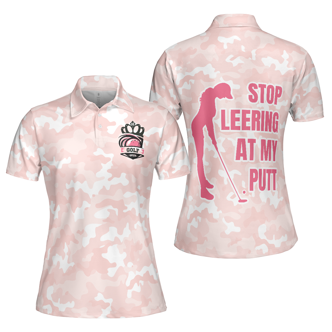 Stop Leering At My Putt Short Sleeve Women Polo Shirt