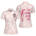 Stop Leering At My Putt Short Sleeve Women Polo Shirt