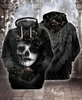 FUNSTUFFPRINT Sugar Skull Black 3D Hoodie and Zip Hoodie