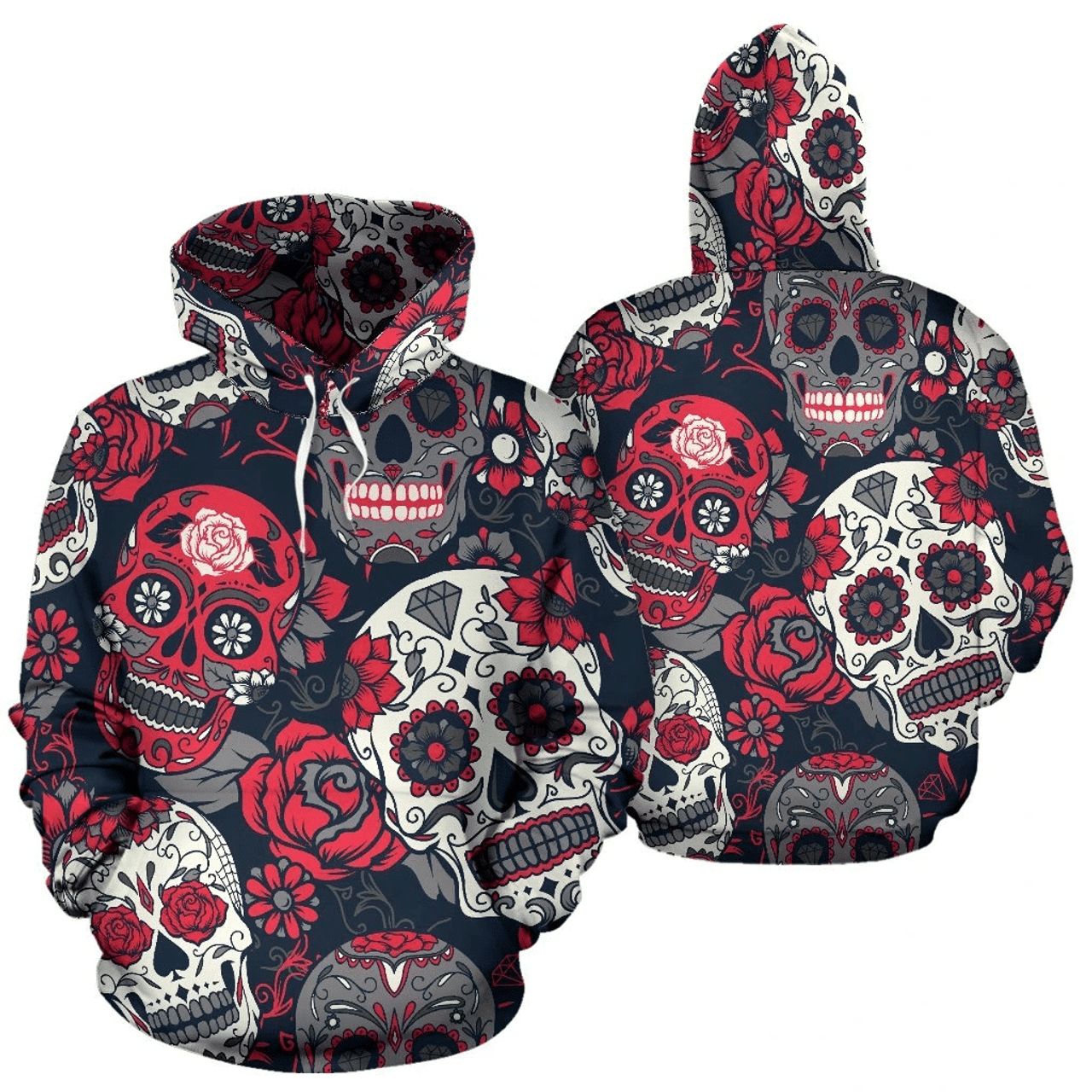 FUNSTUFFPRINT Sugar Skull Pattern 3D Hoodie and Zip Hoodie