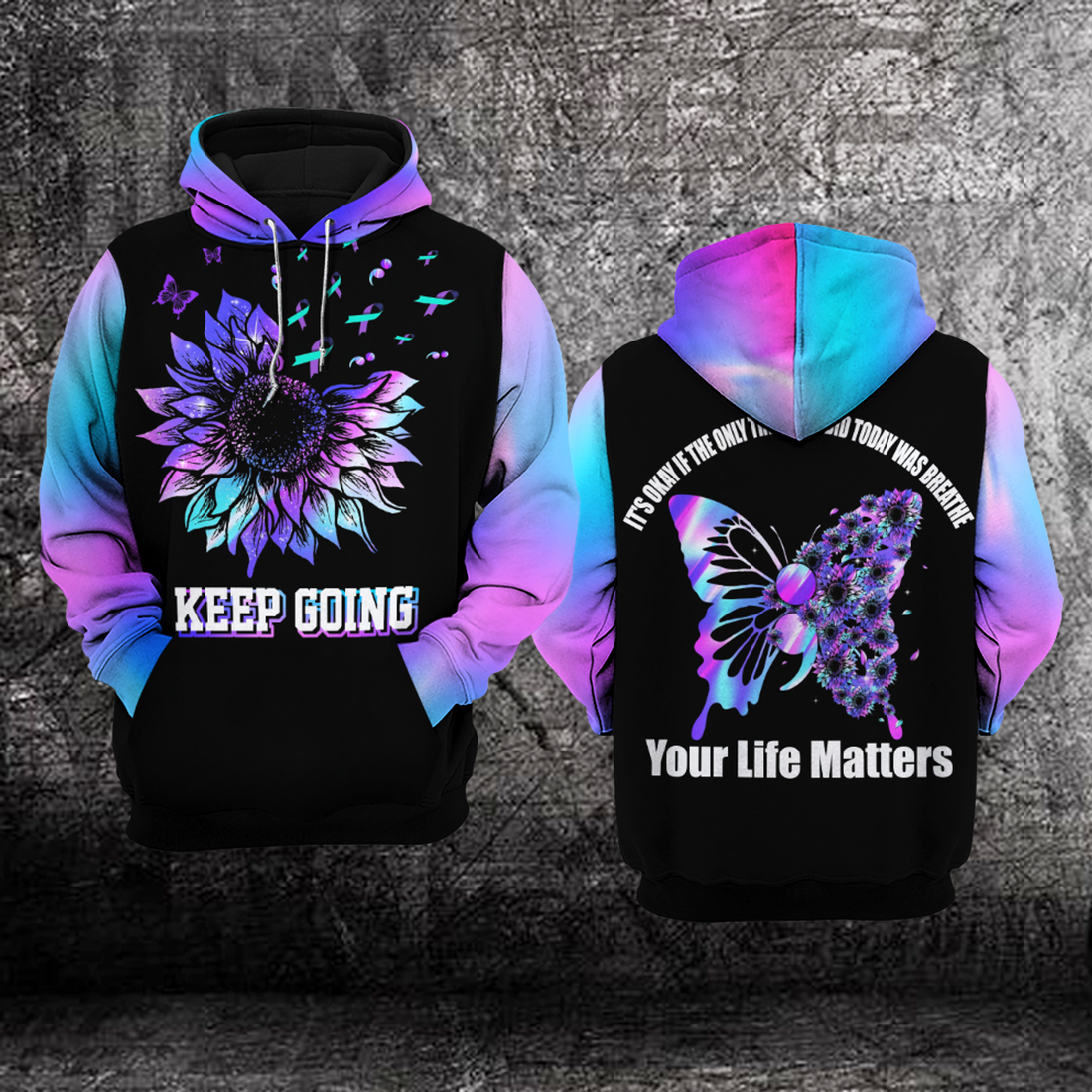 FUNSTUFFPRINT Suicide Prevention Awareness 3D Hoodie and Zip Hoodie