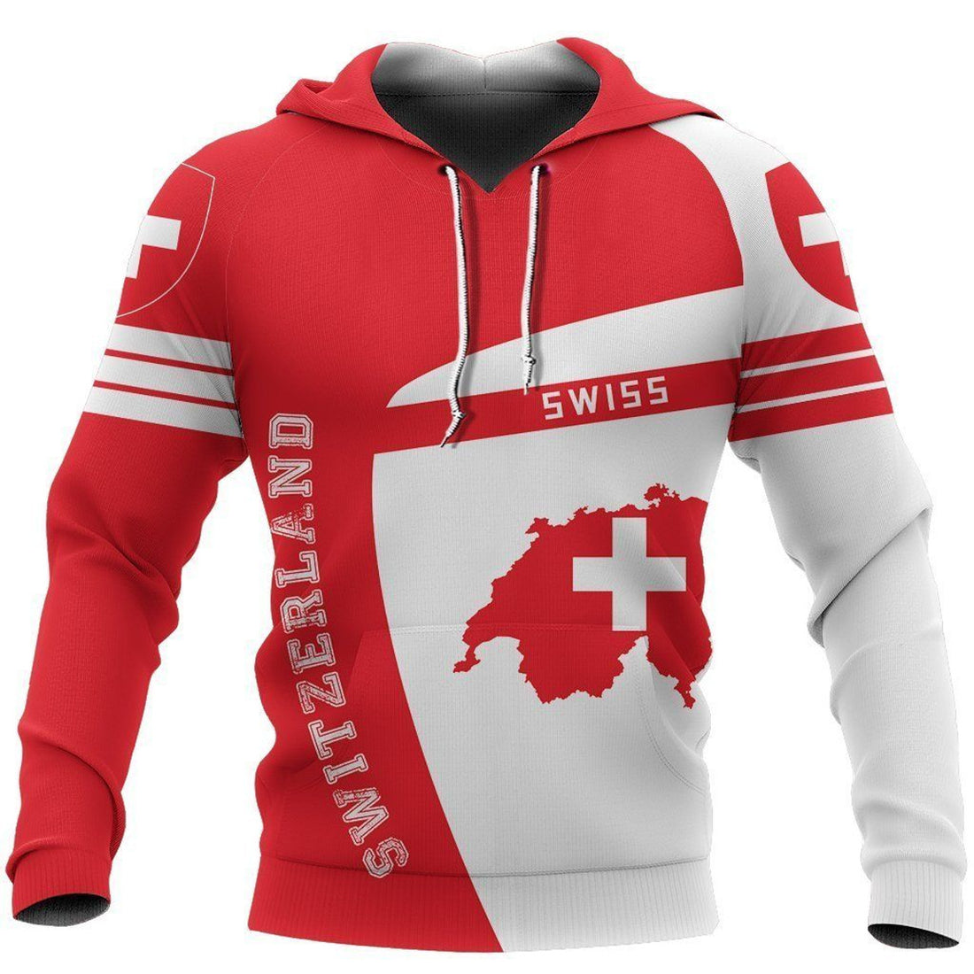 FUNSTUFFPRINT Switzerland Map Sport 3D Hoodie and Zip Hoodie