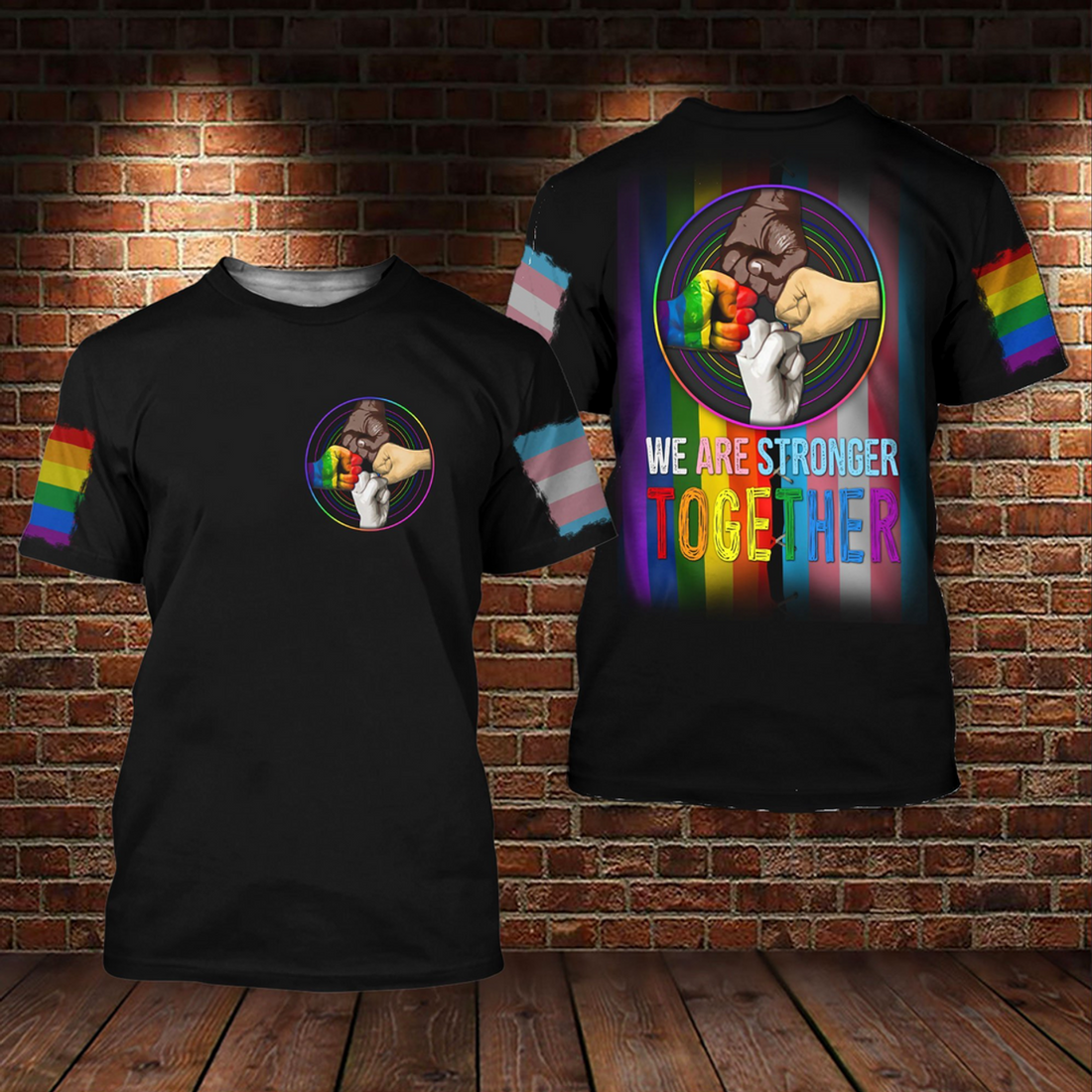 FUNSTUFFPRINT LGBT We Are Stronger Together 3D All Over Printed Shirt For LGBT Community, Happy LGBT History Month 3D T-shirt
