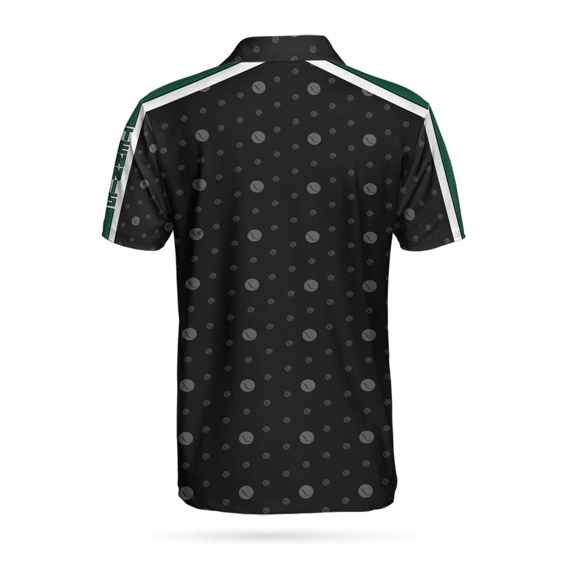 Tennis Grass Version Polo Shirt, Black Dot And Tennis Ball Pattern Polo Shirt, Best Tennis Shirt For Men