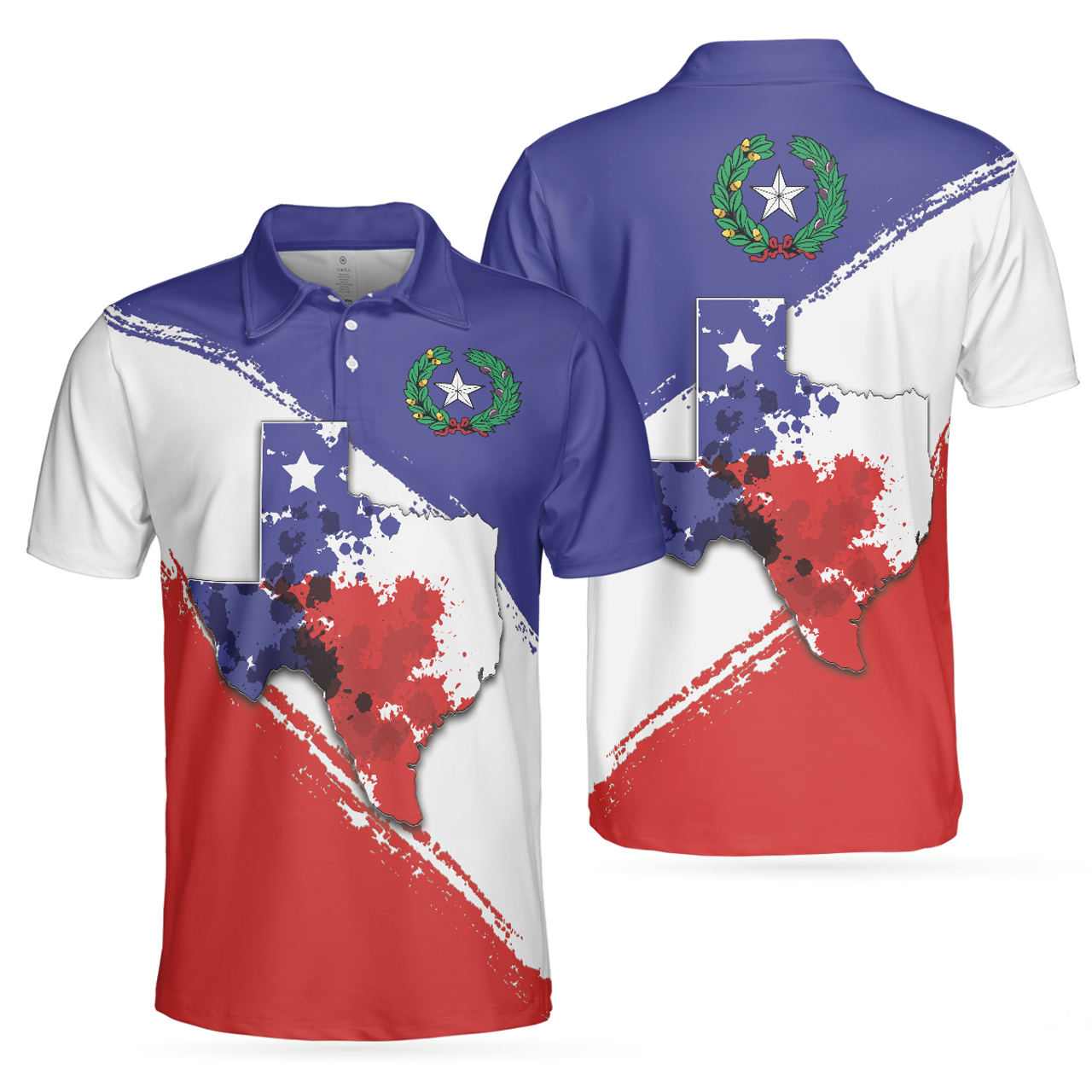 Texas Flag All Over Print Polo Shirt For Golf, Texas Map And Flag Polo Shirt, Texas Proud Shirt For Men