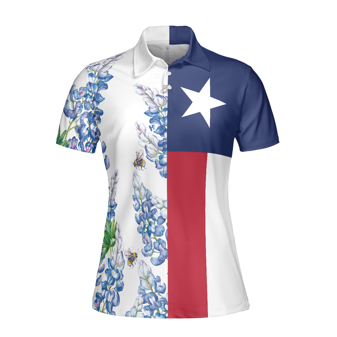 Texas Flag Bluebonnets Polo Shirt For Woman Short Sleeve Women Polo Shirt