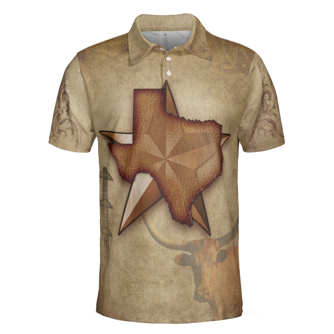Texas The Lone Star State Polo Shirt, Texas State Map Longhorn Polo Shirt, Texas Proud Shirt For Men