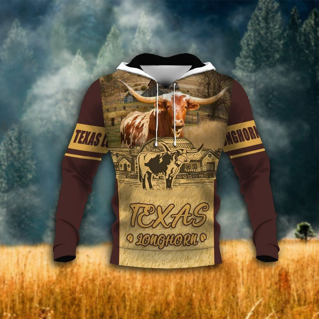 FUNSTUFFPRINT Texas Longhorn Unisex 3D Hoodie and Zip Hoodie