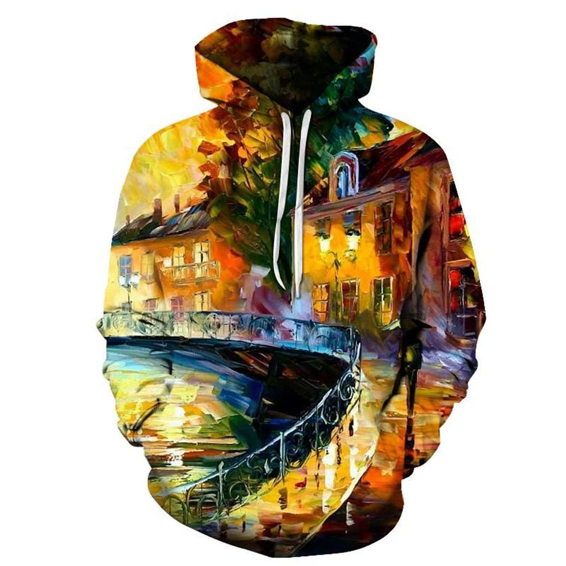 FUNSTUFFPRINT The Bridge Oil Painting 3D Hoodie and Zip Hoodie