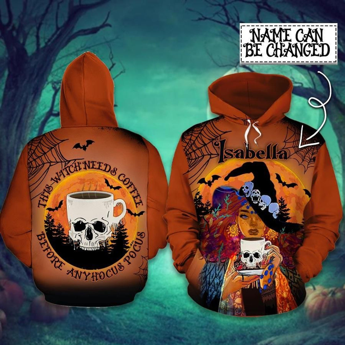 FUNSTUFFPRINT The Witch Vvitch Witches Halloween Witchcarft Spell Magic 3D Hoodie and Zip Hoodie
