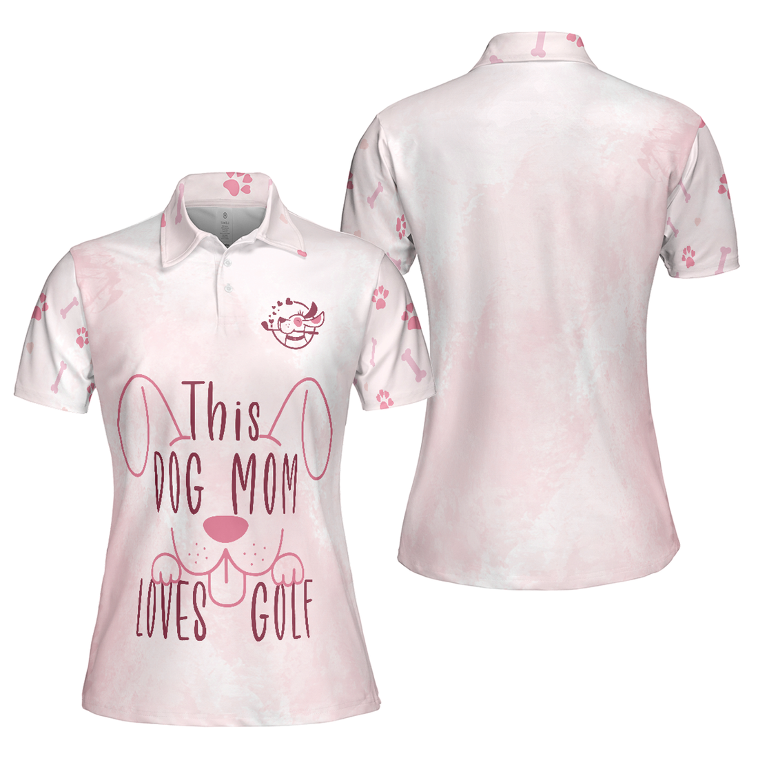This Dog Mom Loves Golf Short Sleeve Women Polo Shirt, Pink Golf Shirt For Ladies, Golf Gift For Dog Lovers