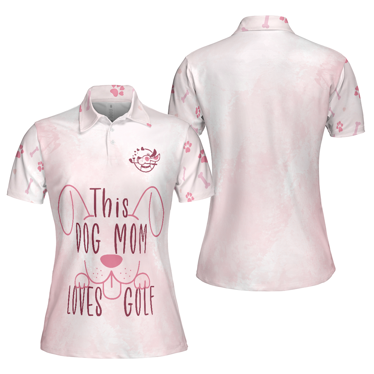This Dog Mom Loves Golf Short Sleeve Women Polo Shirt, Pink Golf Shirt For Ladies, Golf Gift For Dog Lovers