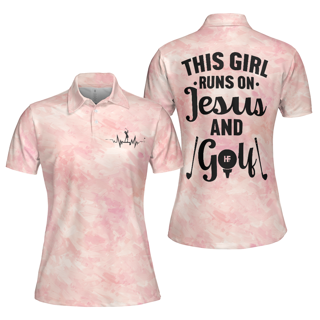 This Girl Runs On Jesus And Golf Short Sleeve Women Polo Shirt