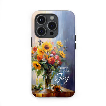Today I Choose Joy, Hummingbird Sunflower, Phone Case