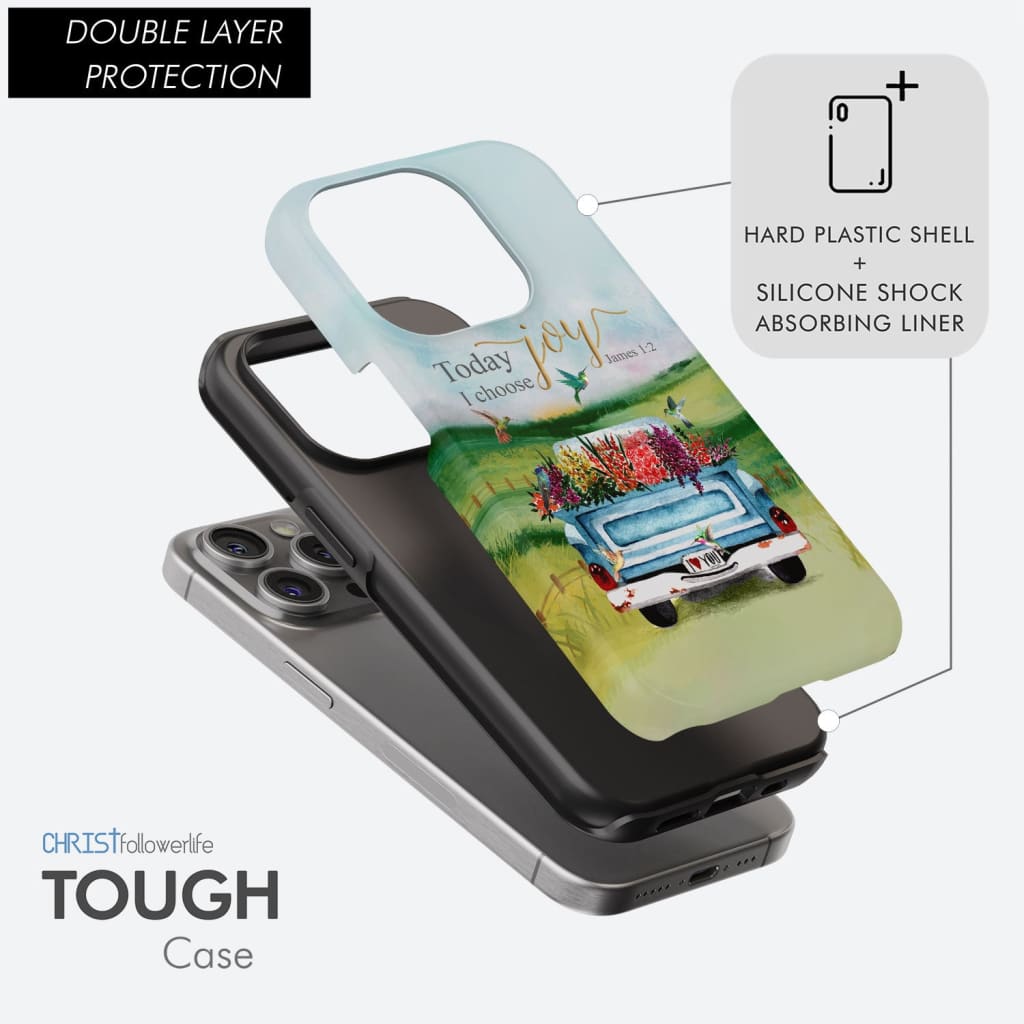 Today I Choose Joy James 1:2, Car With Flowers, Phone Case
