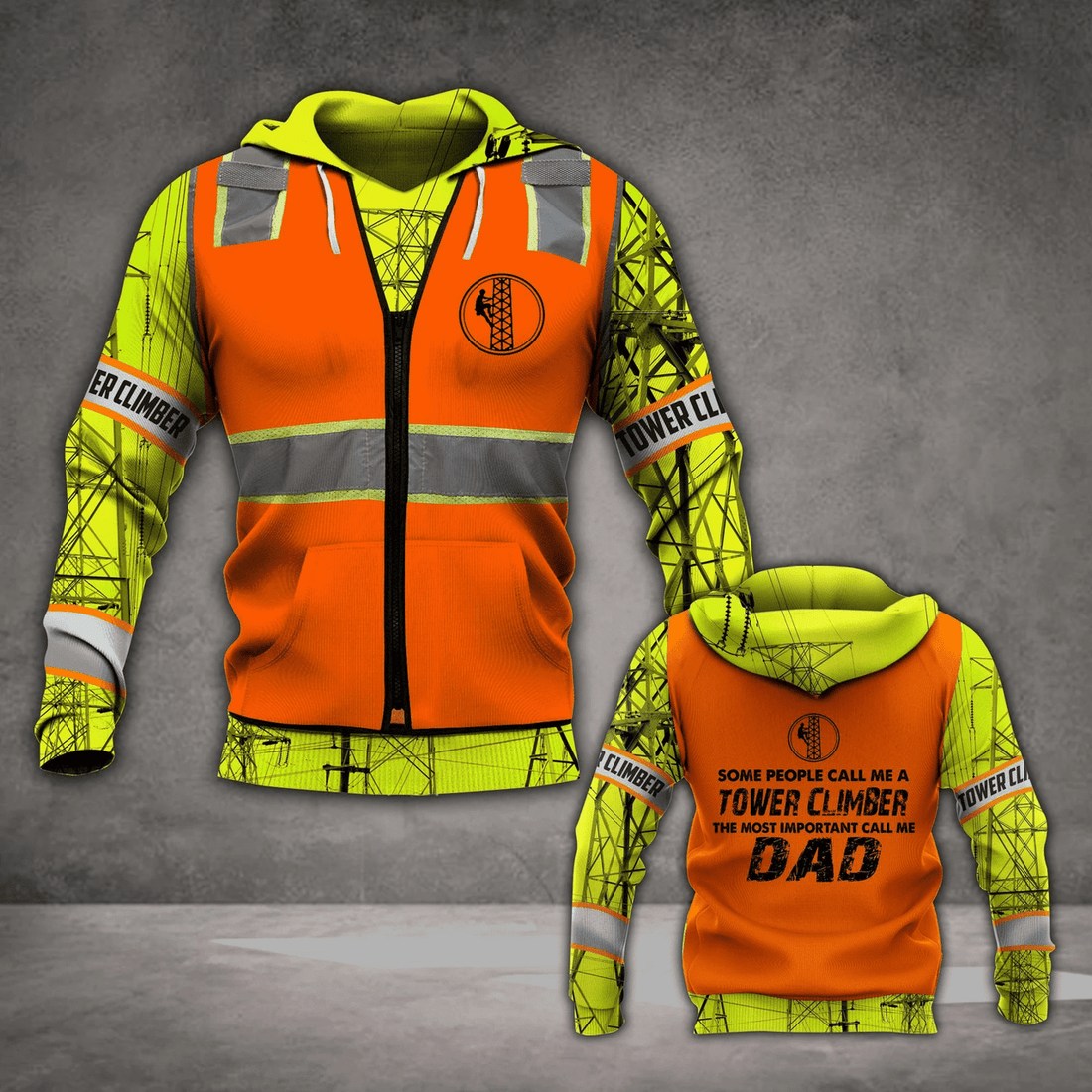 FUNSTUFFPRINT Tower Climber Apparel Tower Climber Dad 3D Hoodie and Zip Hoodie