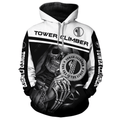 FUNSTUFFPRINT Tower Climber Gifts Skull Tower Climber Gifts Black And White 3D Hoodie and Zip Hoodie