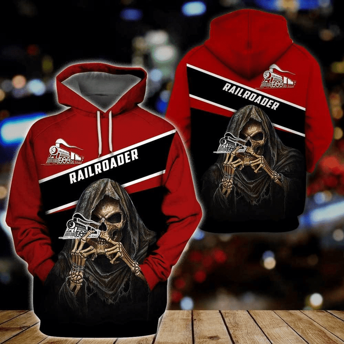 FUNSTUFFPRINT Train Shirts Unique Railroader Red Best Design 3D Hoodie and Zip Hoodie